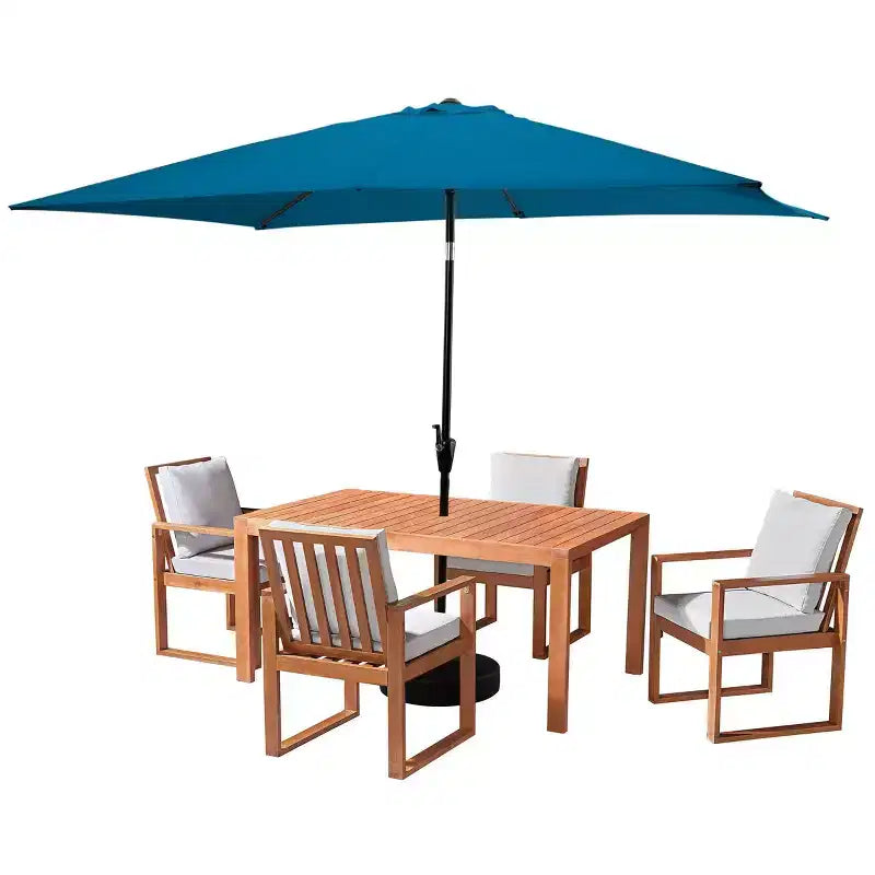 Alaterre Furniture 6pc Outdoor Patio Dining Set, Weston Table with 10' Rectangular Umbrella