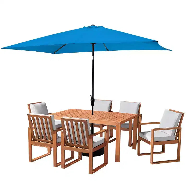 Alaterre Furniture 8pc Outdoor Patio Dining Set, Weston Table with 10' Rectangular Umbrella