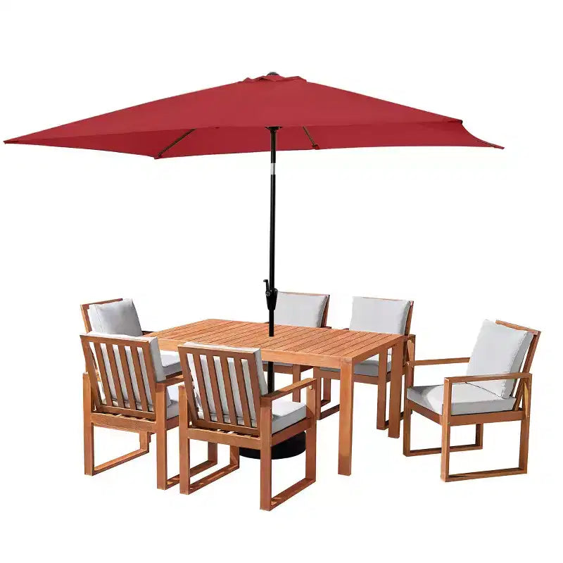 Alaterre Furniture 8pc Outdoor Patio Dining Set, Weston Table with 10' Rectangular Umbrella
