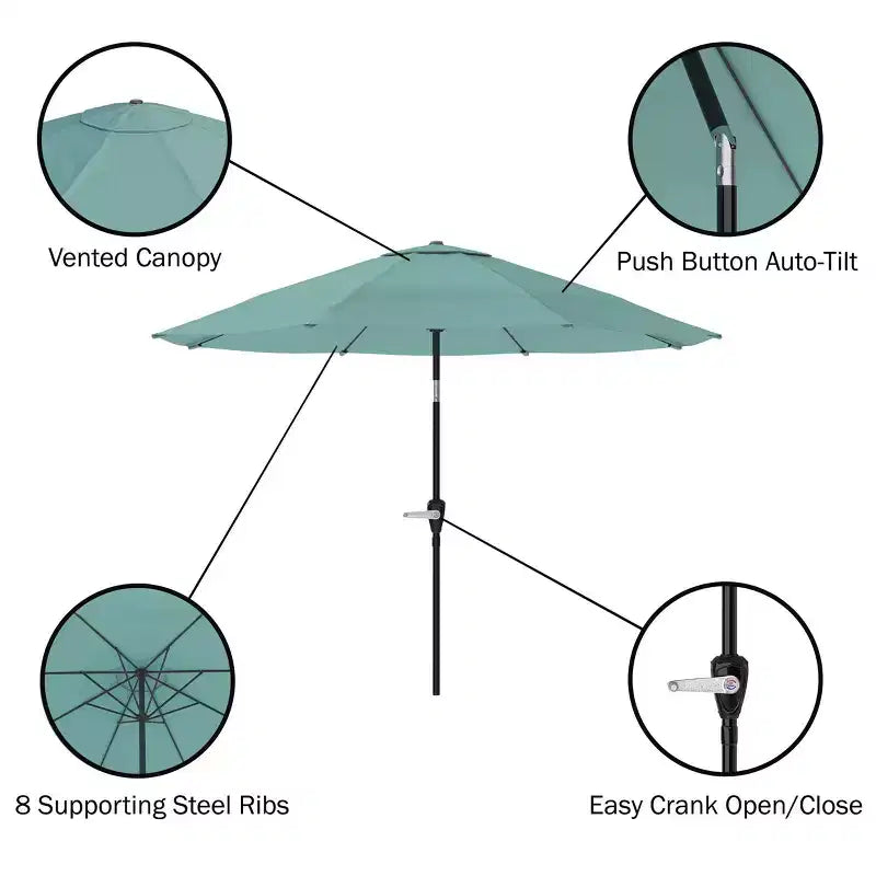 Ensemble de salle à manger d'extérieur 6 pièces Alaterre Furniture, table Okemo avec parasol inclinable automatique de 3 m