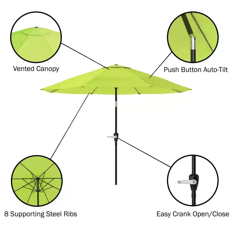 Ensemble de salle à manger d'extérieur 6 pièces Alaterre Furniture, table Okemo avec parasol inclinable automatique de 3 m
