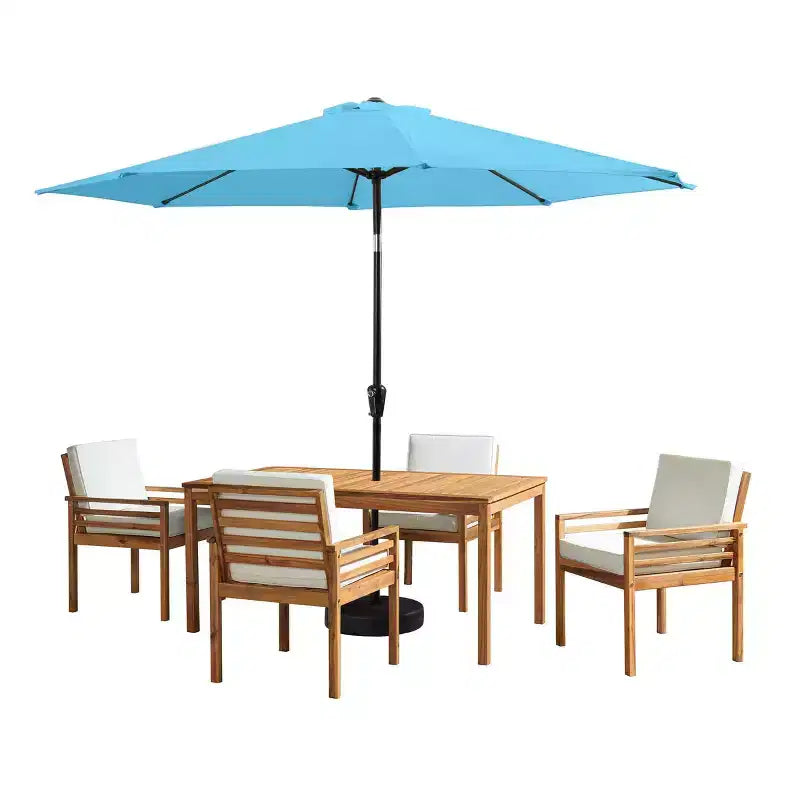 Alaterre Furniture 6pc Outdoor Patio Dining Set, Okemo Table with 10' Auto Tilt Umbrella