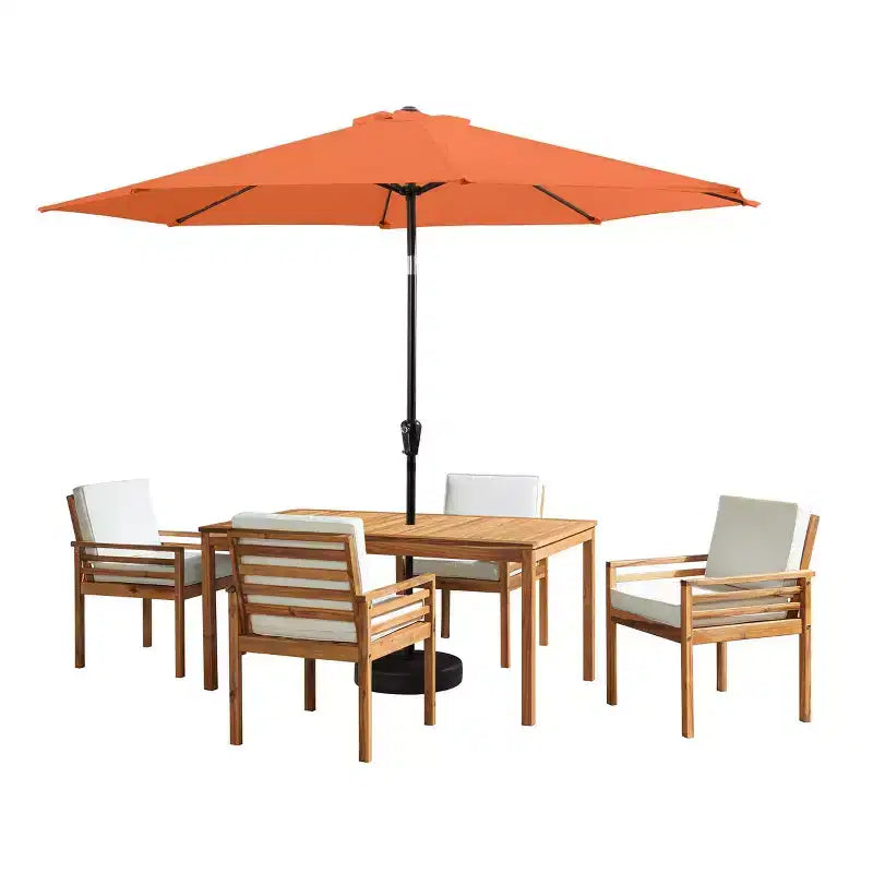 Alaterre Furniture 6pc Outdoor Patio Dining Set, Okemo Table with 10' Auto Tilt Umbrella
