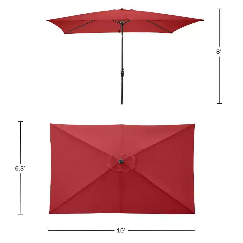 Ensemble de salle à manger d'extérieur 6 pièces Alaterre Furniture, table Okemo avec parasol rectangulaire de 3 mètres