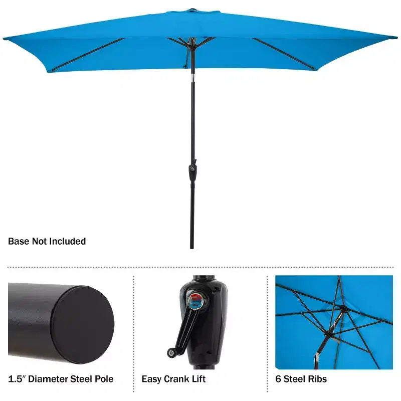 Ensemble de salle à manger d'extérieur 6 pièces Alaterre Furniture, table Okemo avec parasol rectangulaire de 3 mètres