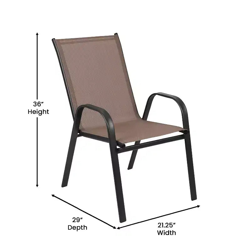 Flash Furniture Brazos 5 Piece Commercial Grade Patio Dining Set with Tempered Glass Patio Table and 4 Chairs with Flex Comfort Material Seats and Backs