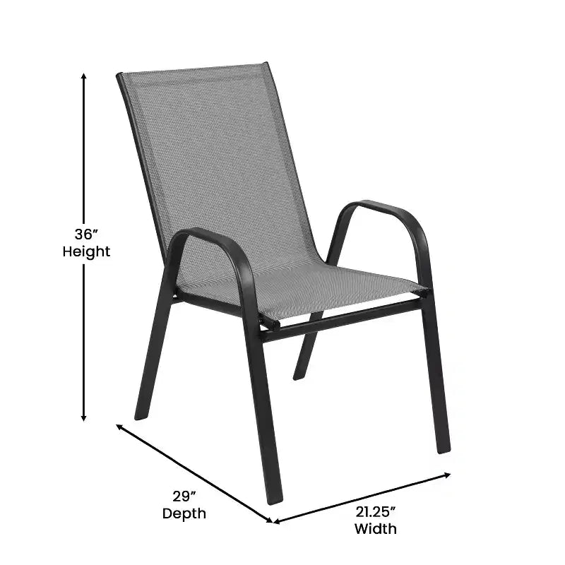 Flash Furniture Brazos 5 Piece Commercial Grade Patio Dining Set with Tempered Glass Patio Table and 4 Chairs with Flex Comfort Material Seats and Backs