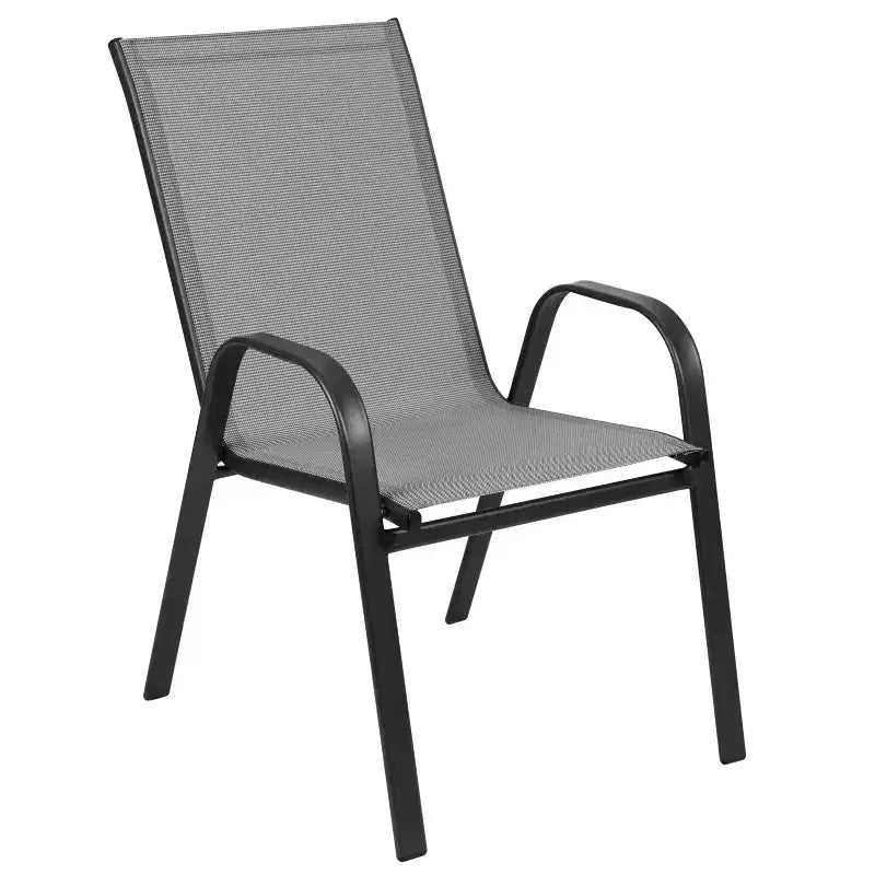 Flash Furniture Brazos 5 Piece Commercial Grade Patio Dining Set with Tempered Glass Patio Table and 4 Chairs with Flex Comfort Material Seats and Backs