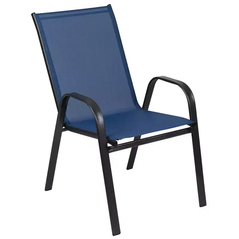 Flash Furniture Brazos 5 Piece Commercial Grade Patio Dining Set with Tempered Glass Patio Table and 4 Chairs with Flex Comfort Material Seats and Backs
