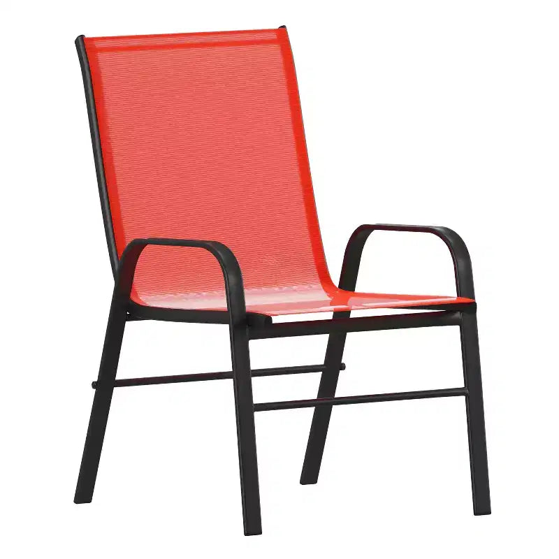 Flash Furniture Brazos 5 Piece Commercial Grade Patio Dining Set with Tempered Glass Patio Table and 4 Chairs with Flex Comfort Material Seats and Backs
