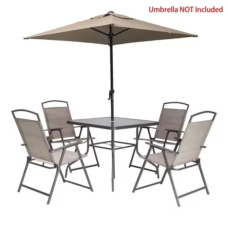 Ensemble de salle à manger d'extérieur 5 pièces Crestlive Products avec 4 chaises pliantes et une table, mobilier de jardin avec plateau en verre carré