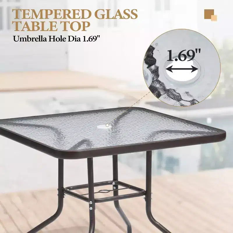 Ensemble de salle à manger d'extérieur 5 pièces Crestlive Products avec 4 chaises pliantes et une table, mobilier de jardin avec plateau en verre carré