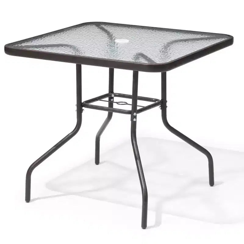 Ensemble de salle à manger d'extérieur 5 pièces Crestlive Products avec 4 chaises pliantes et une table, mobilier de jardin avec plateau en verre carré