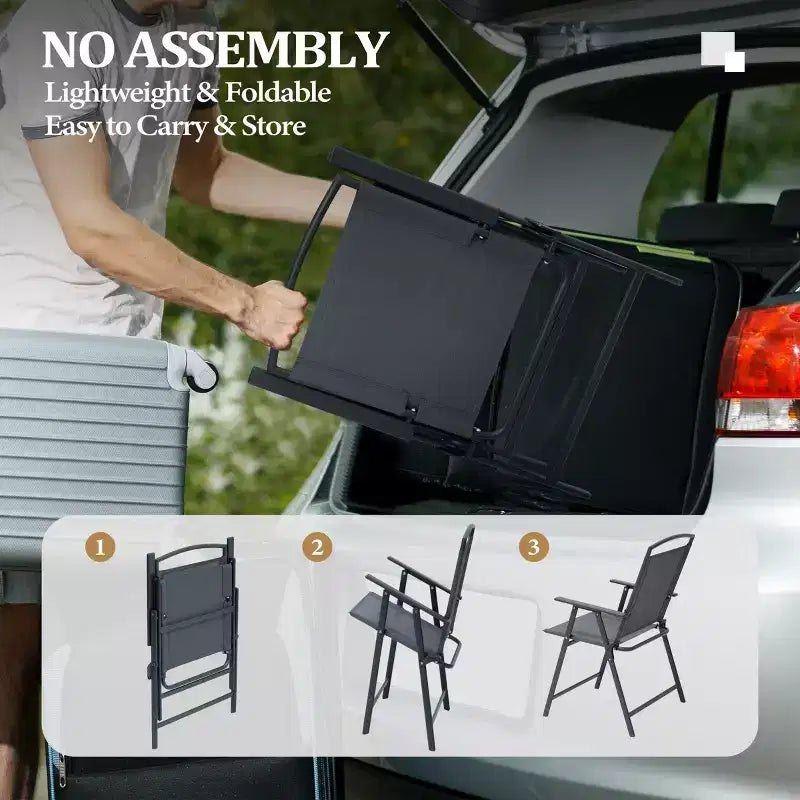 Ensemble de salle à manger d'extérieur 5 pièces Crestlive Products avec 4 chaises pliantes et une table, mobilier de jardin avec plateau en verre carré