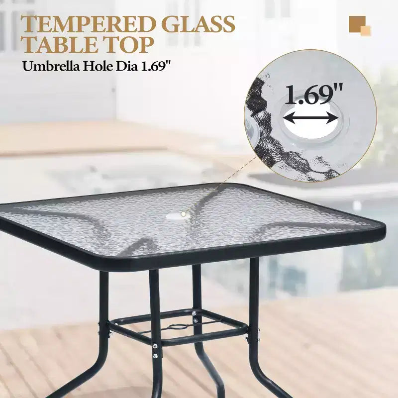 Ensemble de salle à manger d'extérieur 5 pièces Crestlive Products avec 4 chaises pliantes et une table, mobilier de jardin avec plateau en verre carré