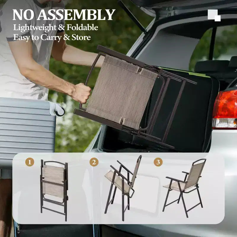 Ensemble de salle à manger d'extérieur 5 pièces Crestlive Products avec 4 chaises pliantes et une table, mobilier de jardin avec plateau en verre carré