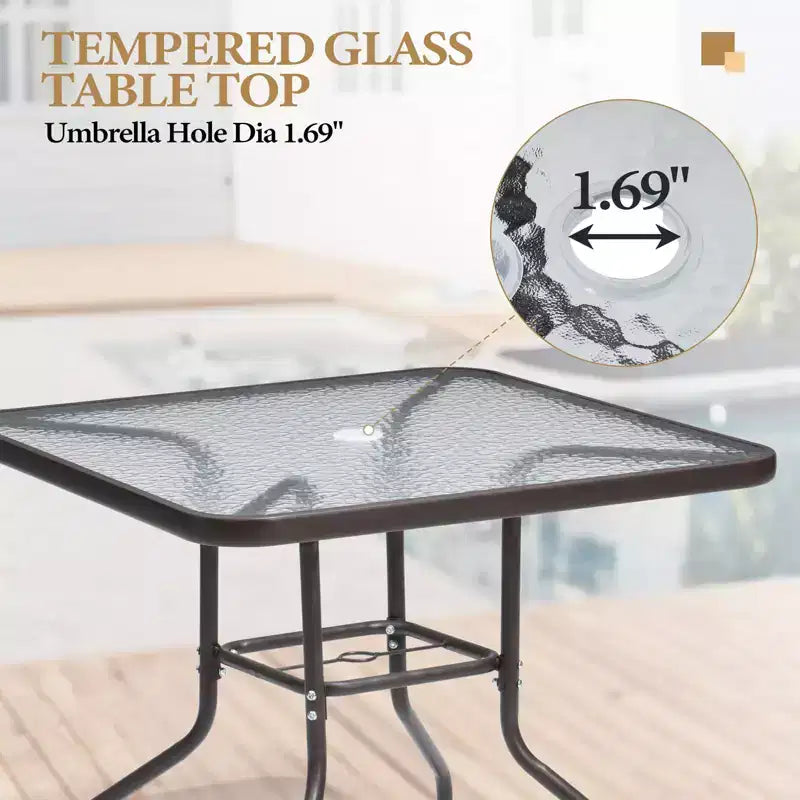Ensemble de salle à manger d'extérieur 5 pièces Crestlive Products avec 4 chaises pliantes et une table, mobilier de jardin avec plateau en verre carré