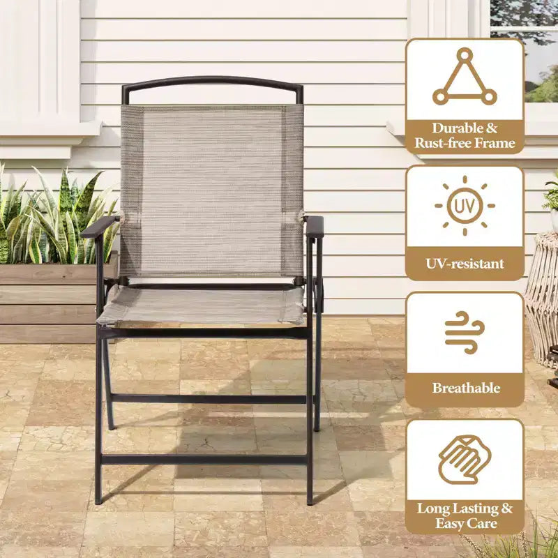 Ensemble de salle à manger d'extérieur 5 pièces Crestlive Products avec 4 chaises pliantes et une table, mobilier de jardin avec plateau en verre carré