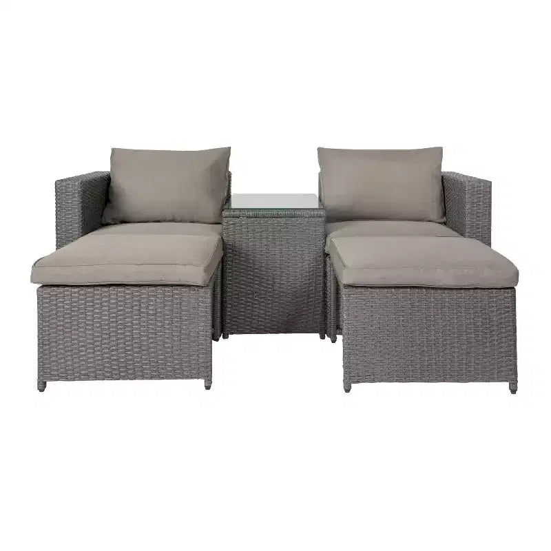 Flash Furniture Nico Indoor/Outdoor Modular Loveseat Sofa Set with Table and Ottomans