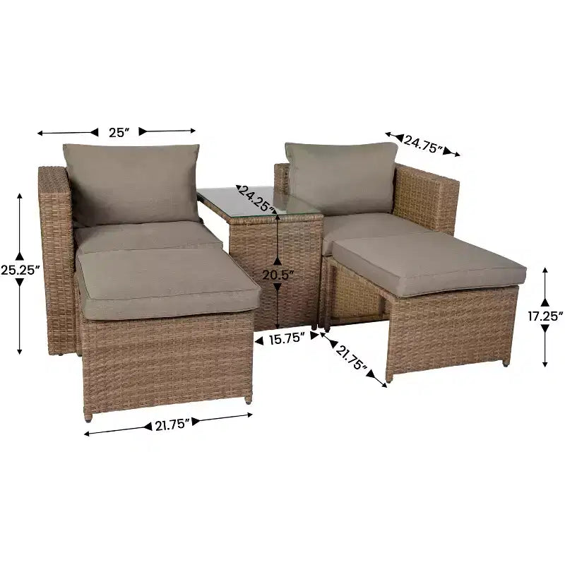 Flash Furniture Nico Indoor/Outdoor Modular Loveseat Sofa Set with Table and Ottomans