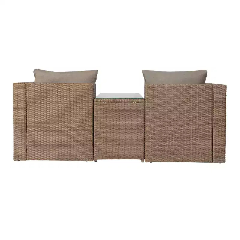 Flash Furniture Nico Indoor/Outdoor Modular Loveseat Sofa Set with Table and Ottomans