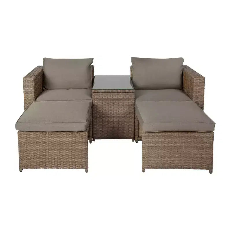 Flash Furniture Nico Indoor/Outdoor Modular Loveseat Sofa Set with Table and Ottomans
