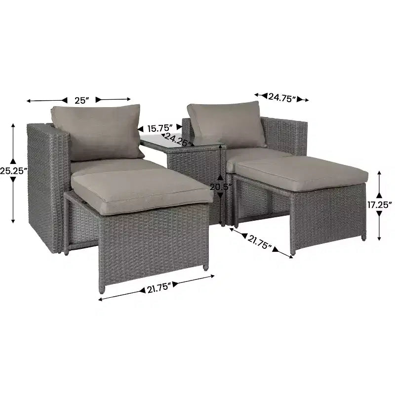 Flash Furniture Nico Indoor/Outdoor Modular Loveseat Sofa Set with Table and Ottomans