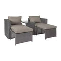 Emma and Oliver Indoor/Outdoor Modular Loveseat Sofa Set with Ottomans and Glass-Top Table