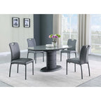 Mesa de comedor extensible negra con pedestal estilo Art Decó, para 4-6 personas