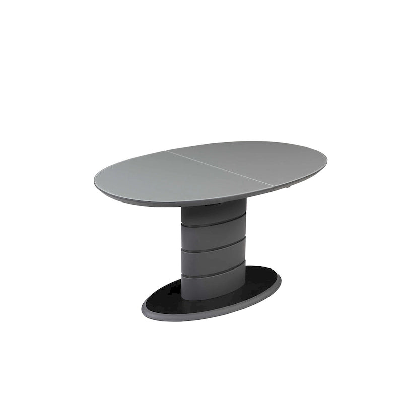 Mesa de comedor extensible negra con pedestal estilo Art Decó, para 4-6 personas