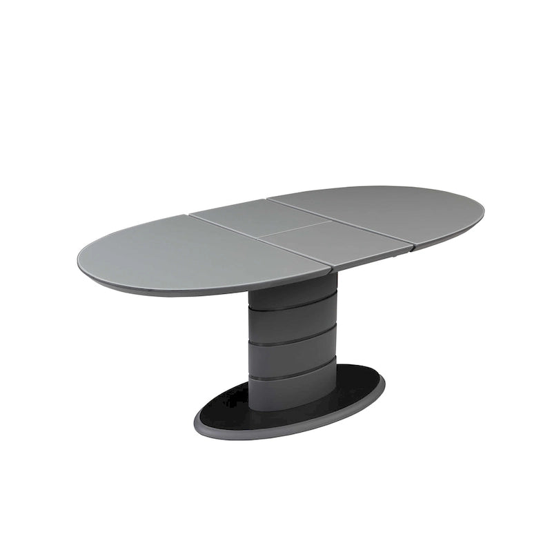Mesa de comedor extensible negra con pedestal estilo Art Decó, para 4-6 personas