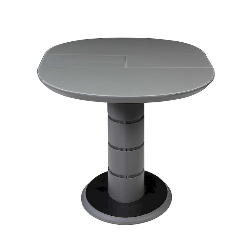 Mesa de comedor extensible negra con pedestal estilo Art Decó, para 4-6 personas
