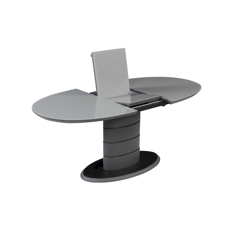 Mesa de comedor extensible negra con pedestal estilo Art Decó, para 4-6 personas