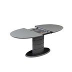 Mesa de comedor extensible negra con pedestal estilo Art Decó, para 4-6 personas