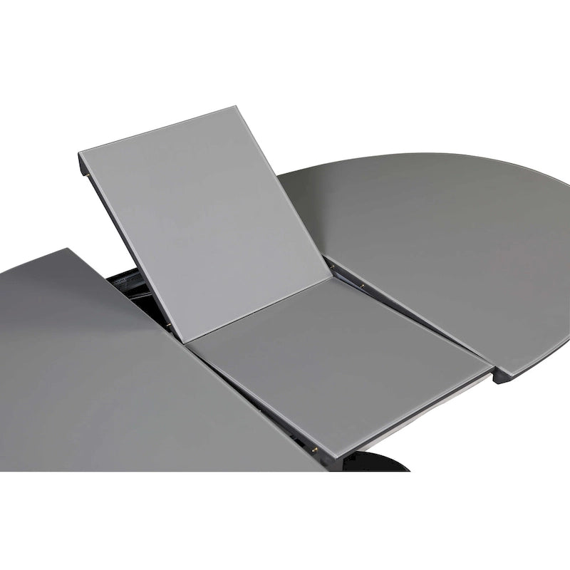 Mesa de comedor extensible negra con pedestal estilo Art Decó, para 4-6 personas