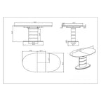 Mesa de comedor extensible negra con pedestal estilo Art Decó, para 4-6 personas