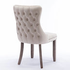 Silla de comedor con respaldo de terciopelo, tapizado con tachuelas, asiento individual - Azul / Negro / Dorado / Beige / Gris / Azul claro
