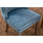 Silla de comedor con respaldo de terciopelo, tapizado con tachuelas, asiento individual - Azul / Negro / Dorado / Beige / Gris / Azul claro