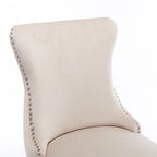 Silla de comedor con respaldo de terciopelo, tapizado con tachuelas, asiento individual - Azul / Negro / Dorado / Beige / Gris / Azul claro