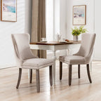 Silla de comedor con respaldo de terciopelo, tapizado con tachuelas, asiento individual - Azul / Negro / Dorado / Beige / Gris / Azul claro