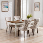 Silla de comedor con respaldo de terciopelo, tapizado con tachuelas, asiento individual - Azul / Negro / Dorado / Beige / Gris / Azul claro