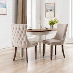 Silla de comedor con respaldo de terciopelo, tapizado con tachuelas, asiento individual - Azul / Negro / Dorado / Beige / Gris / Azul claro