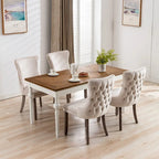 Silla de comedor con respaldo de terciopelo, tapizado con tachuelas, asiento individual - Azul / Negro / Dorado / Beige / Gris / Azul claro
