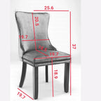 Silla de comedor con respaldo de terciopelo, tapizado con tachuelas, asiento individual - Azul / Negro / Dorado / Beige / Gris / Azul claro