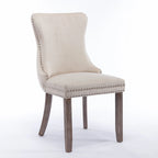 Silla de comedor con respaldo de terciopelo, tapizado con tachuelas, asiento individual - Azul / Negro / Dorado / Beige / Gris / Azul claro