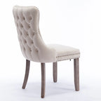 Silla de comedor con respaldo de terciopelo, tapizado con tachuelas, asiento individual - Azul / Negro / Dorado / Beige / Gris / Azul claro