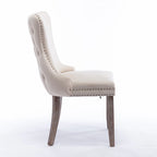 Silla de comedor con respaldo de terciopelo, tapizado con tachuelas, asiento individual - Azul / Negro / Dorado / Beige / Gris / Azul claro
