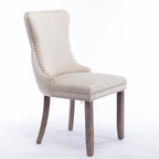 Silla de comedor con respaldo de terciopelo, tapizado con tachuelas, asiento individual - Azul / Negro / Dorado / Beige / Gris / Azul claro