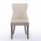 Silla de comedor con respaldo de terciopelo, tapizado con tachuelas, asiento individual - Azul / Negro / Dorado / Beige / Gris / Azul claro