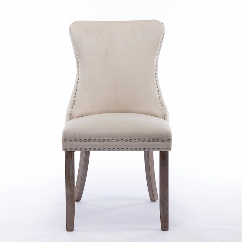 Silla de comedor con respaldo de terciopelo, tapizado con tachuelas, asiento individual - Azul / Negro / Dorado / Beige / Gris / Azul claro